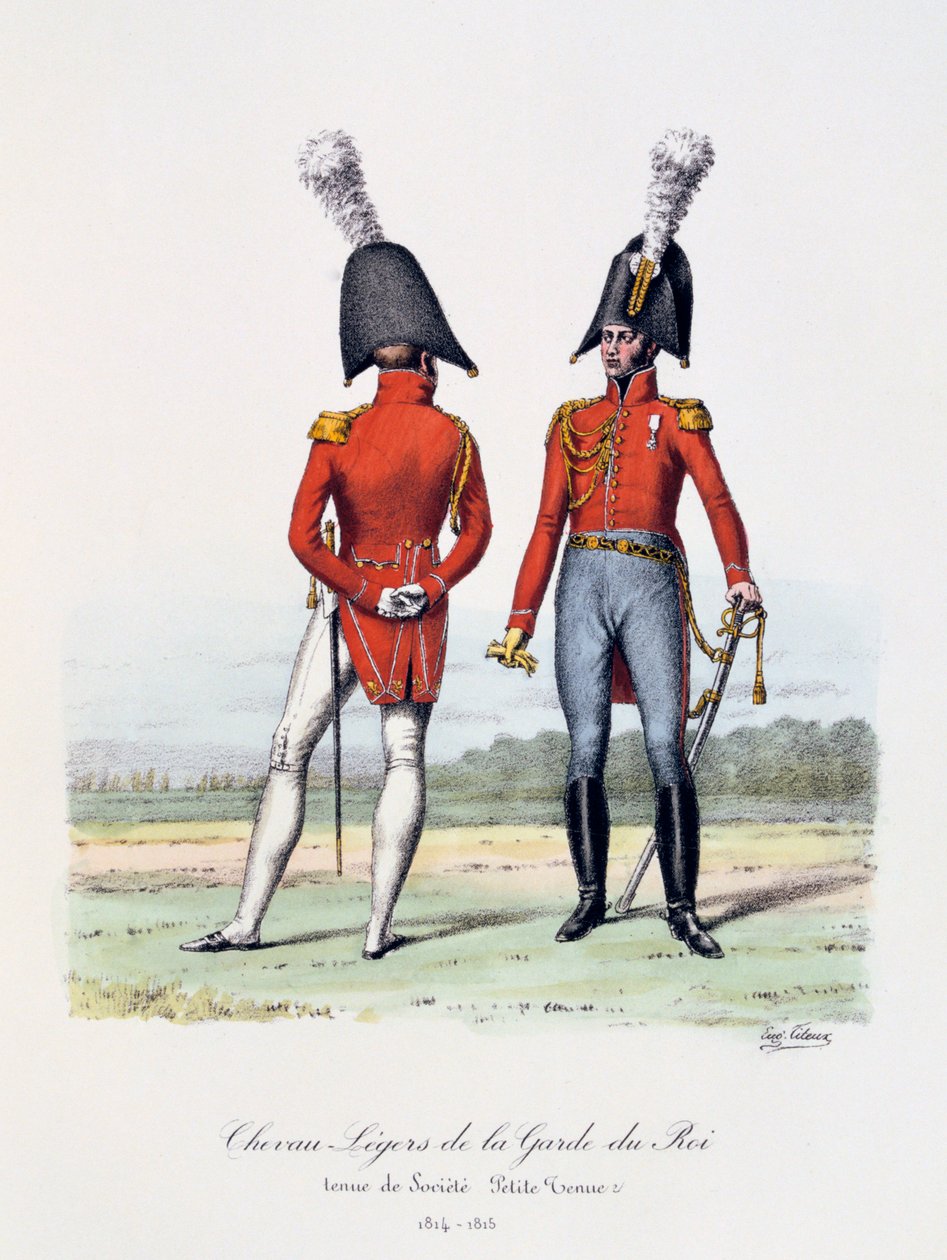 Kungens gardes lätta hästar, kompaniets klädsel och avklädning, 1814-15 av Eugene Titeux