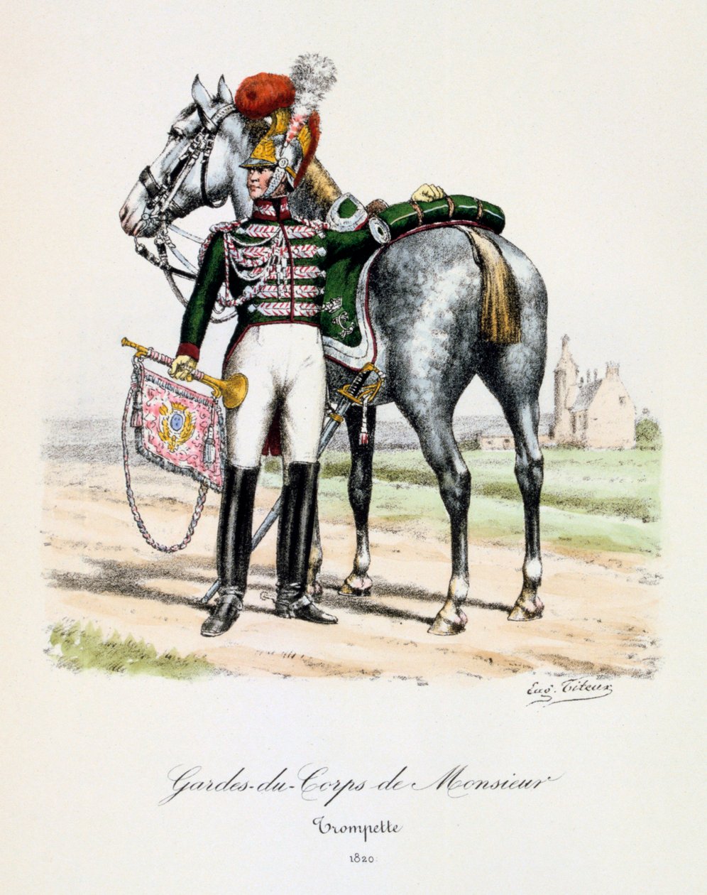 Livvakter av Monsieur, trumpetare, 1820 av Eugene Titeux