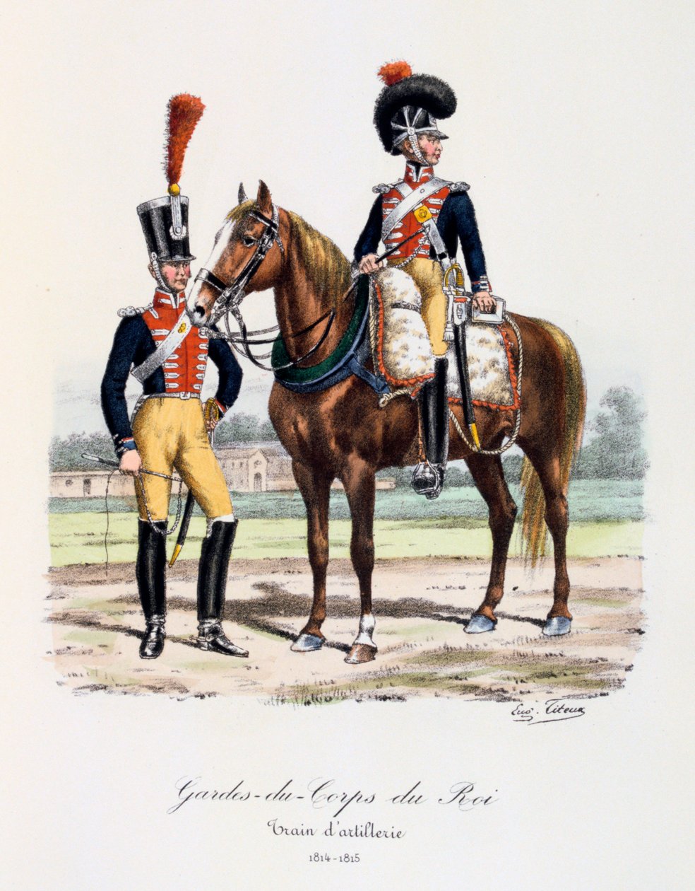 Kungens livvakter, artilleritåg, 1814-15 av Eugene Titeux