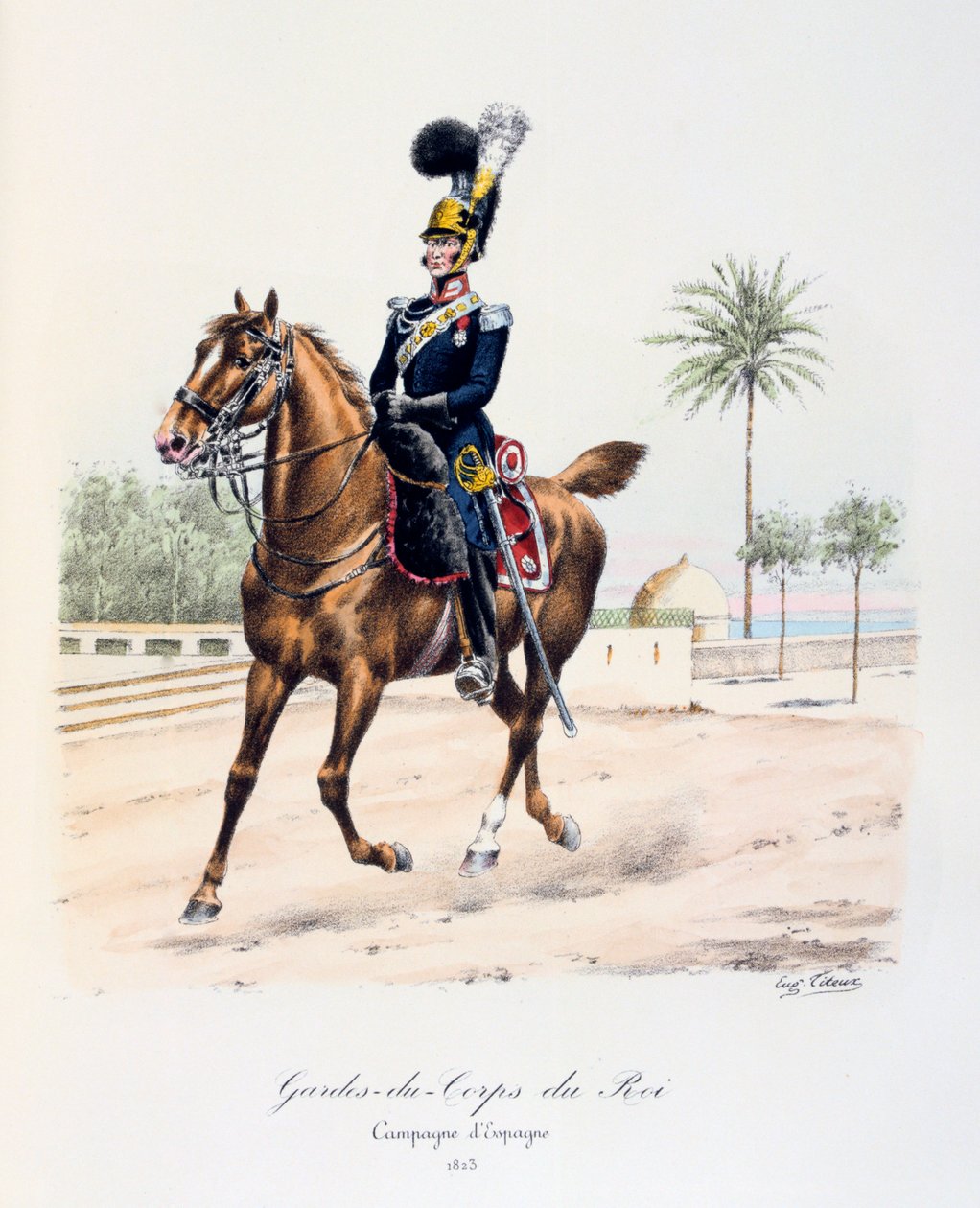 Kungens livvakter, spanska kampanjen, 1823, c1814-1830 av Eugene Titeux