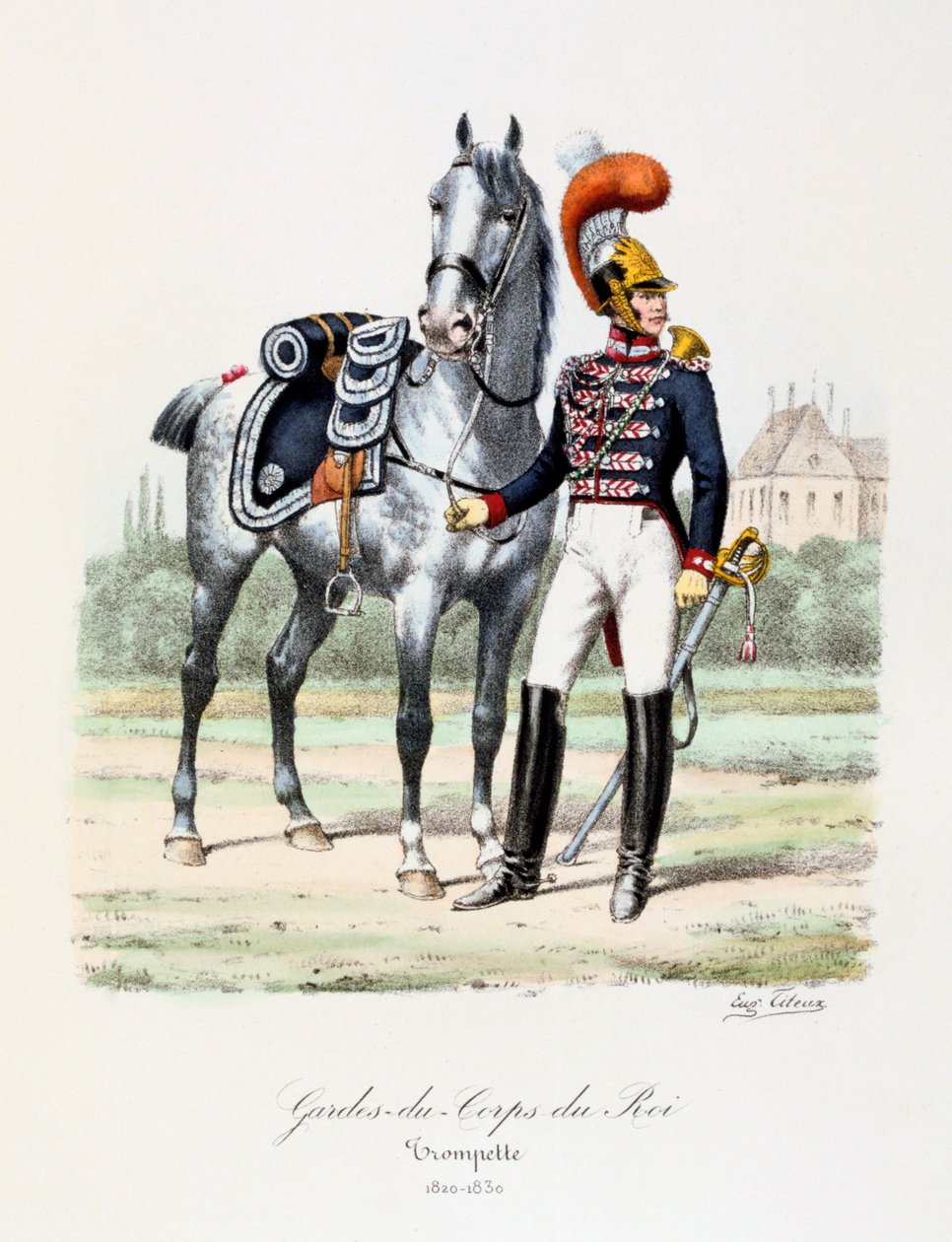 Kungens livvakter, trumpetare, c1820-30 av Eugene Titeux