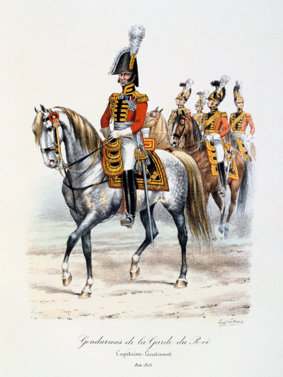 Gendarmer av kungens garde, kaptenlöjtnant, 1814-15 av Eugene Titeux