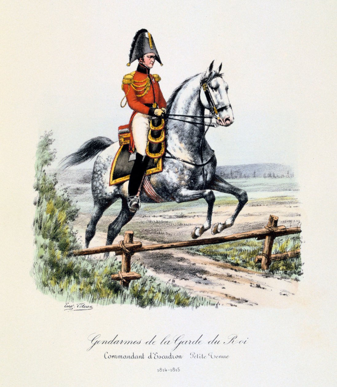 Gendarmer från kungens garde, skvadronchef, klä av sig, 1814-15 av Eugene Titeux