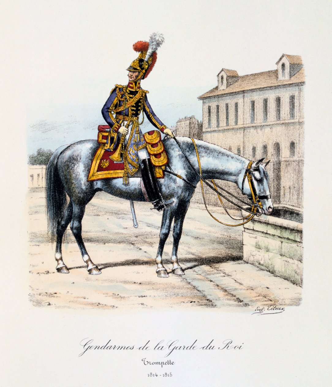 Gendarmer av kungens garde, trumpetare, 1814-15 av Eugene Titeux