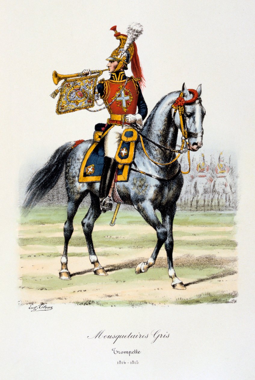 Grå musketörer, trumpetare, 1814-15 av Eugene Titeux