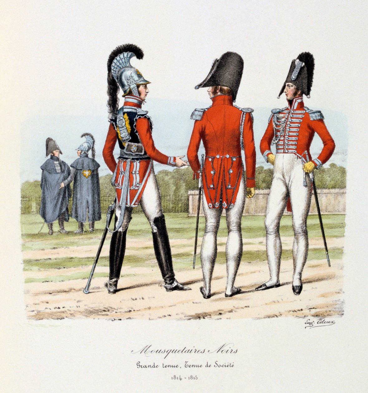 Svarta musketörer, helklänning och samhällsklänning, 1814-15 av Eugene Titeux