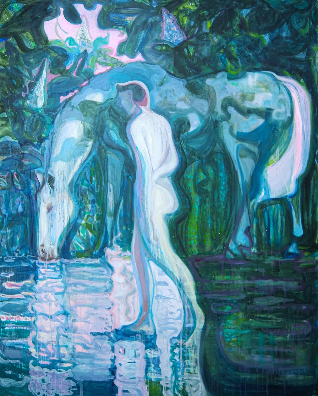 Sleepwalker 2, 2023 (olja, pigment på italienskt linne) av Eugenie Vronskaya