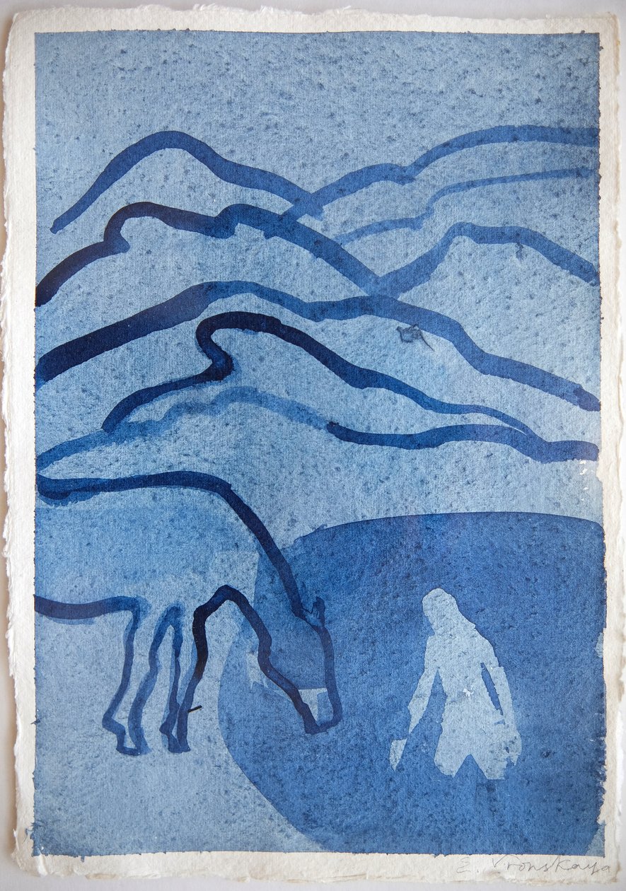 White night bathing, 2022 (pigment på papper) av Eugenie Vronskaya