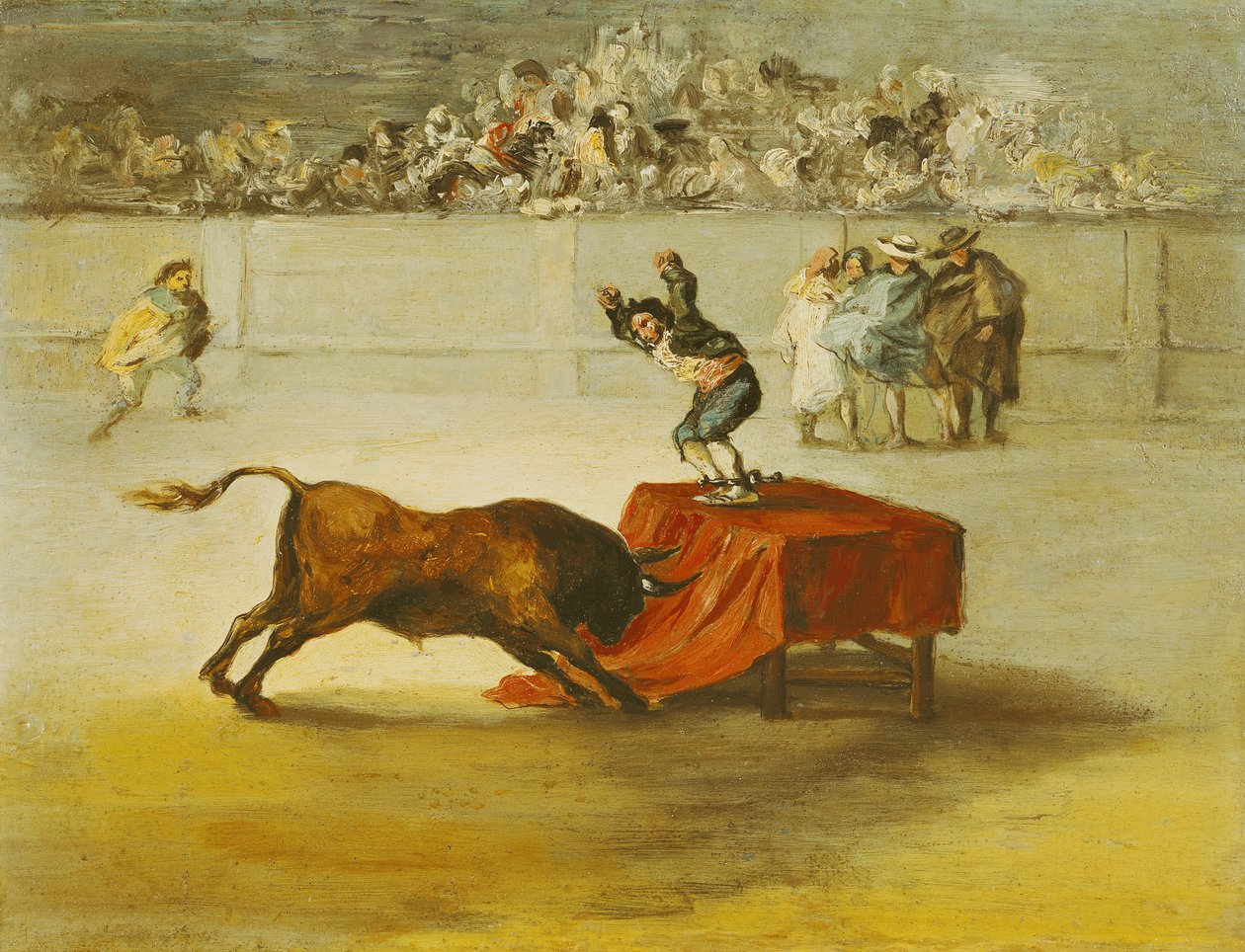 Martinchos andra dårskap i tjurfäktningsarenan i Zaragoza, efter en målning av Francisco Goya (1746-1828) av Eugenio Lucas y Padilla
