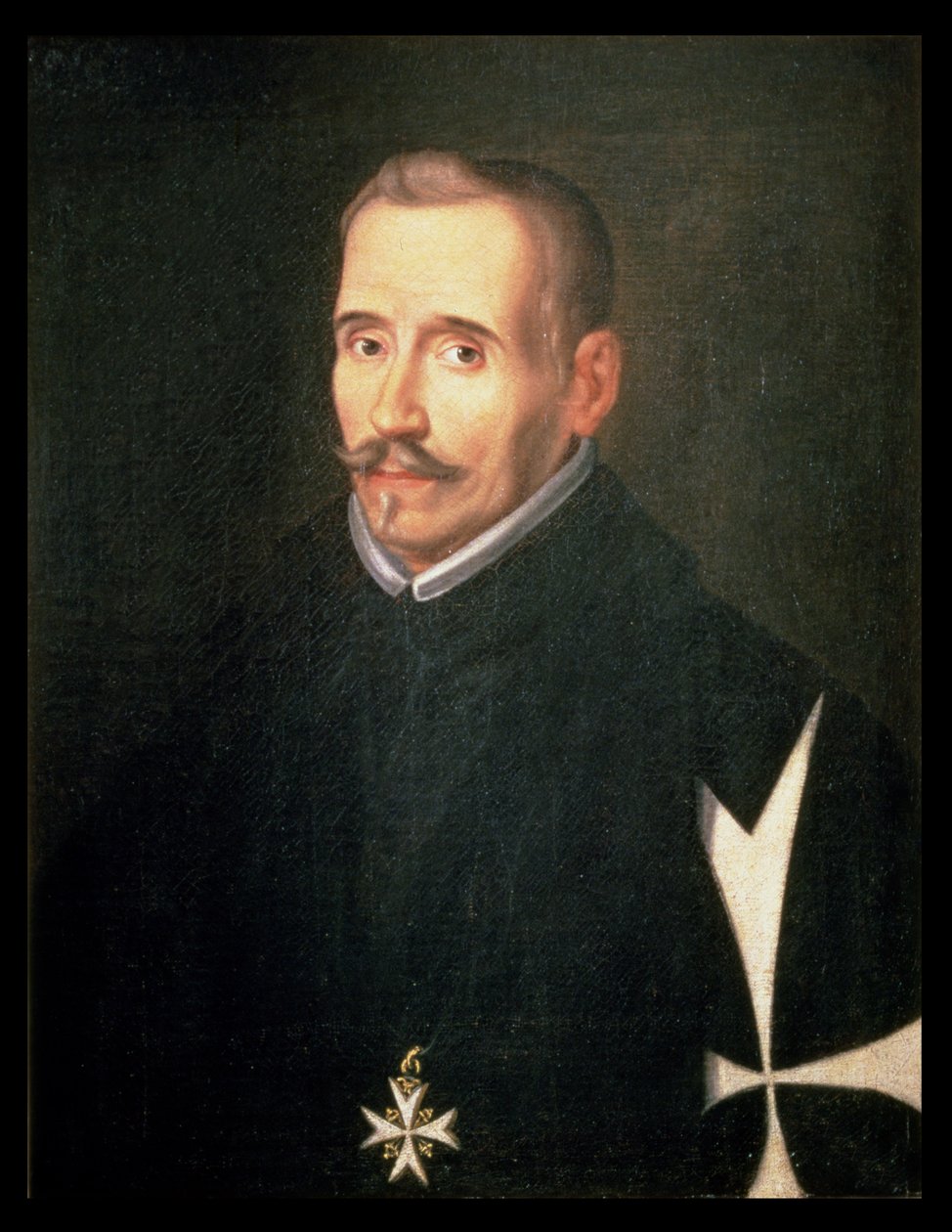 506 131-0795275/1 Porträtt av Lope Felix de Vega Carpio (1562-1635) c.1630 (olja på duk) av Eugenio (attr. to) Caxes
