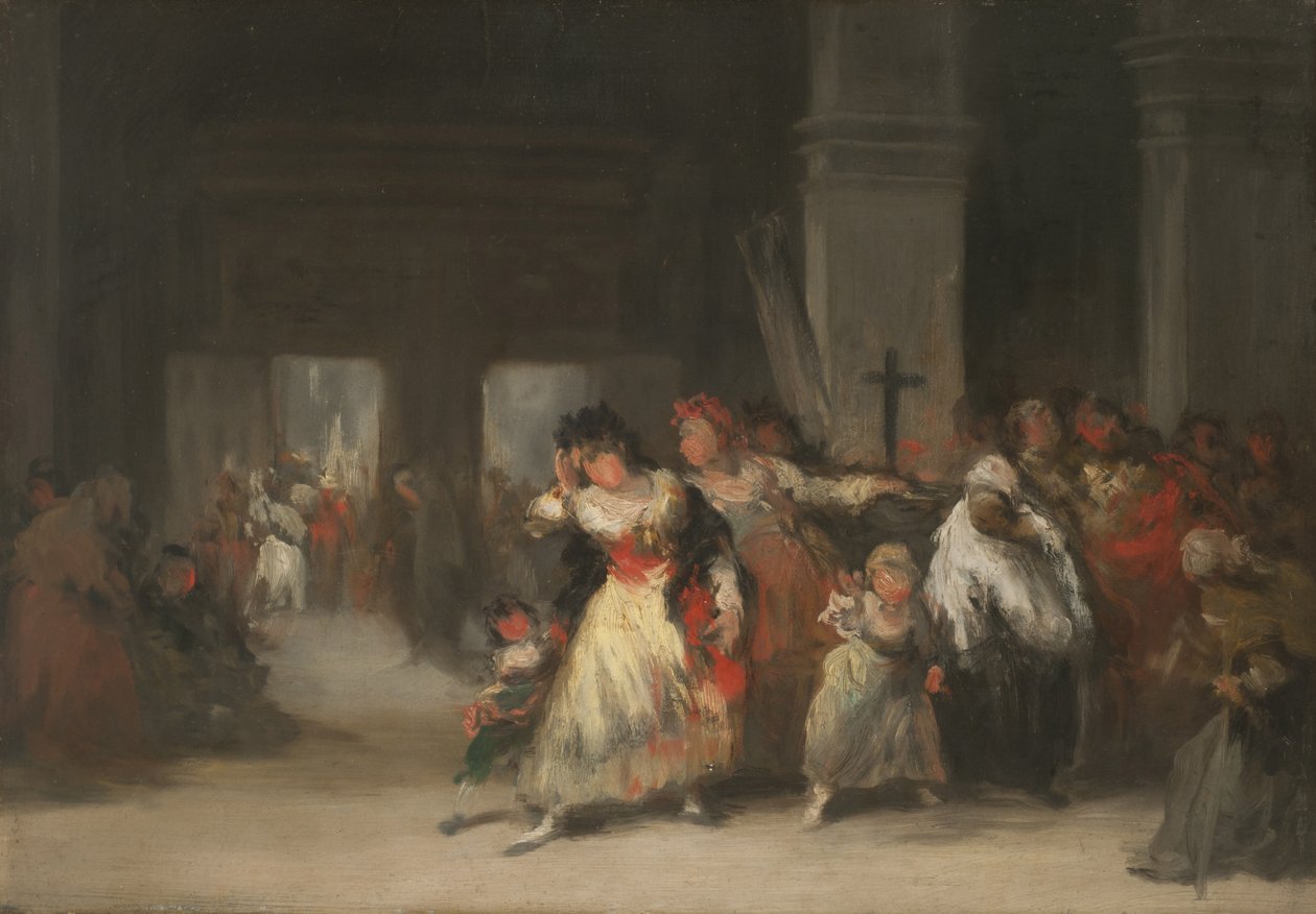 Inne i kyrkan, ca 1860-66 (olja på plåt) av Eugenio Lucas Velázquez