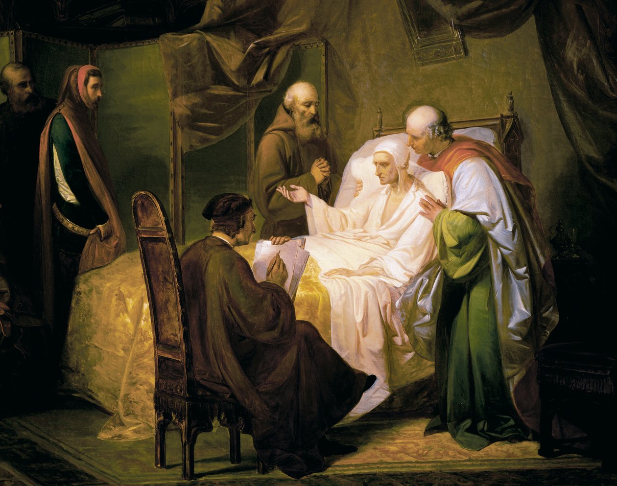 Dante Alighieri (1265-1321) på sin dödsbädd av Eugenio Moretti Larese