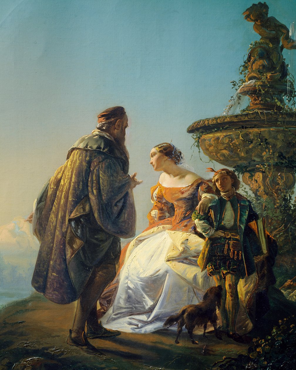 Porträtt av Tizian och Irene da Spilimbergo, av Eugenio Moretti Larese (1822-1874) av Eugenio Moretti Larese