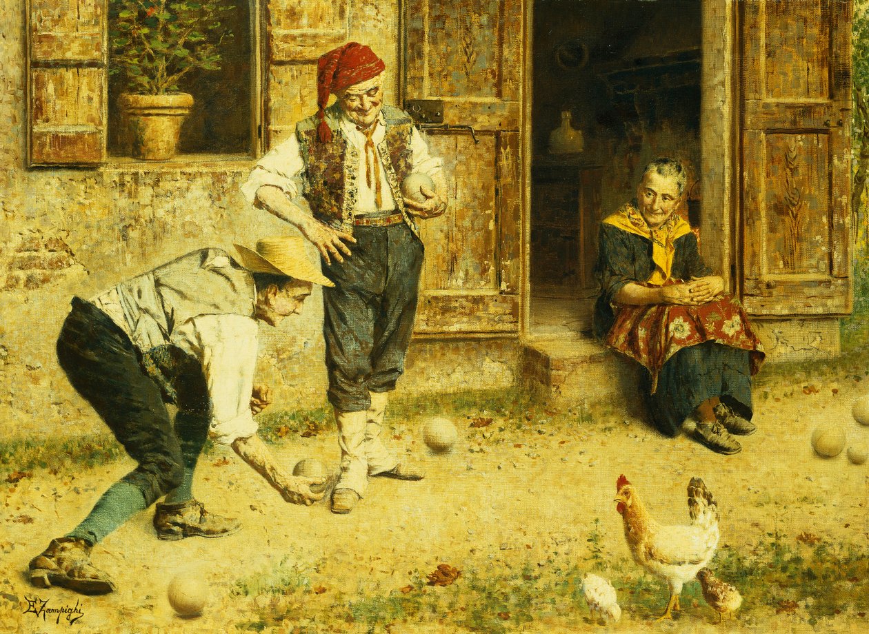 Ett spel Bocci av Eugenio Zampighi