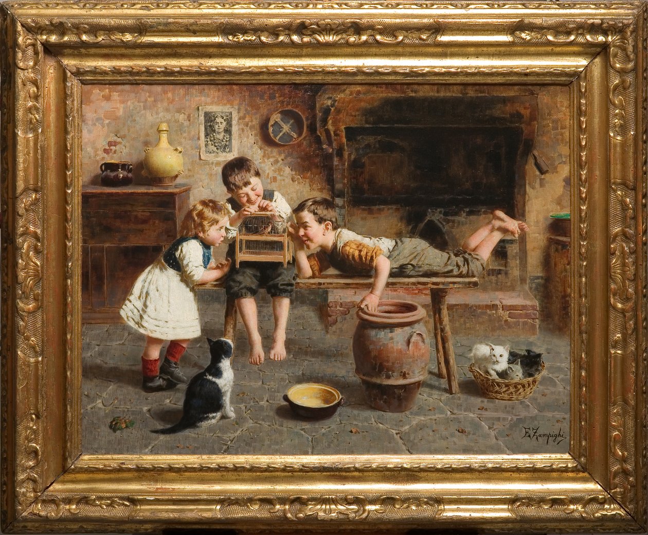 Barnspel (olja på duk) av Eugenio Zampighi