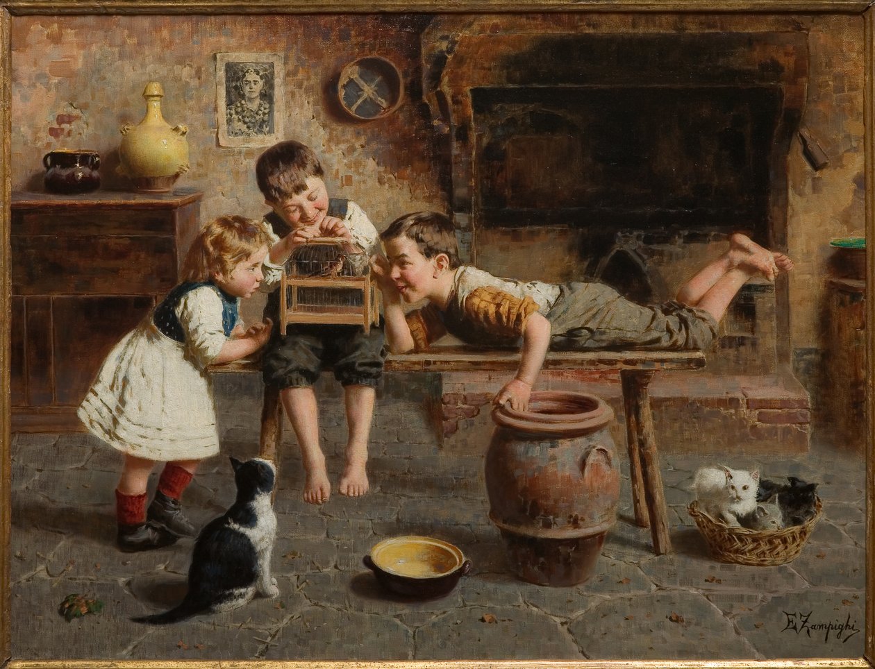 Barnspel (olja på duk) av Eugenio Zampighi