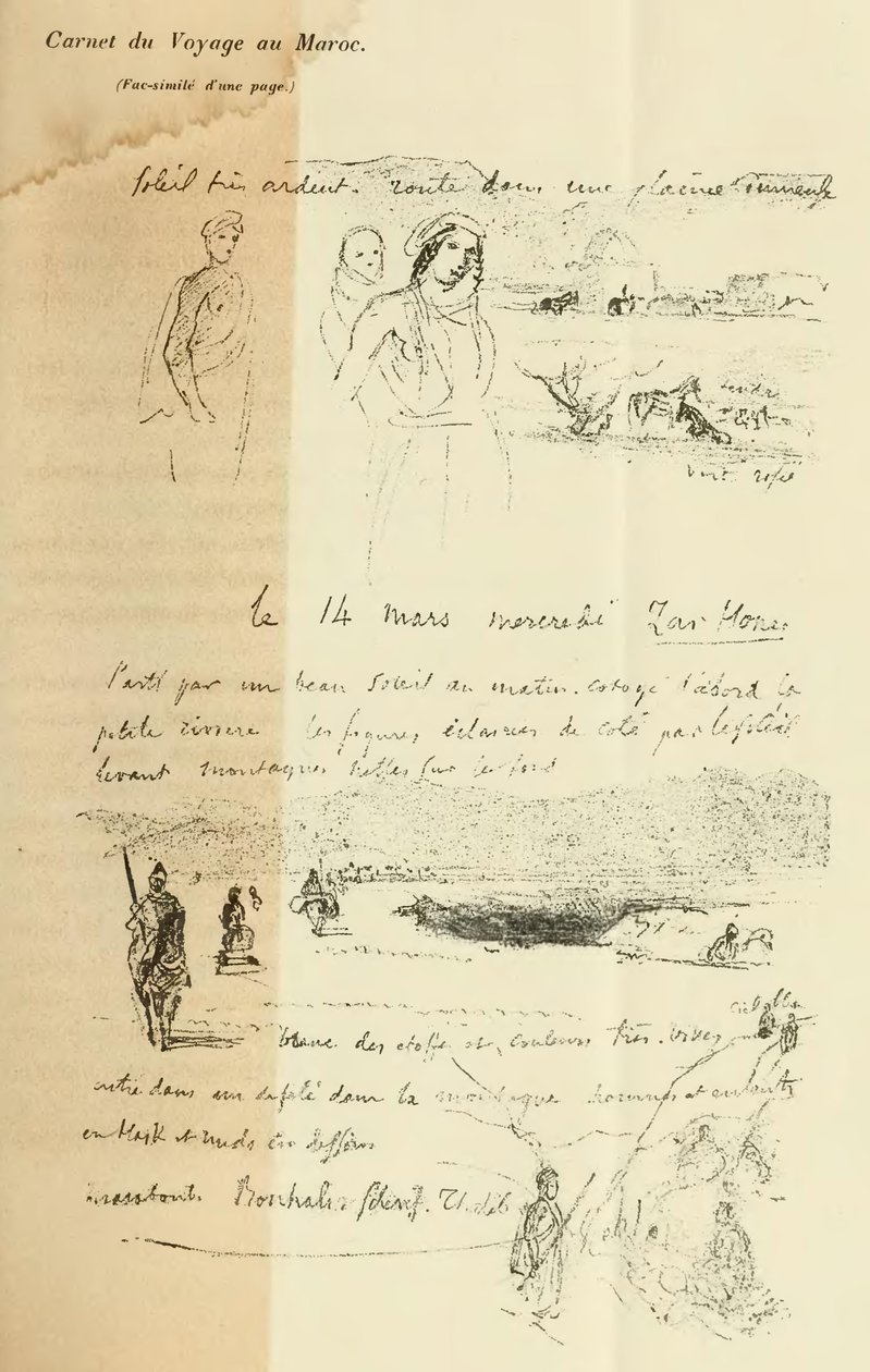 sida från Delacroix dagbok av Ferdinand Victor Eugene Delacroix