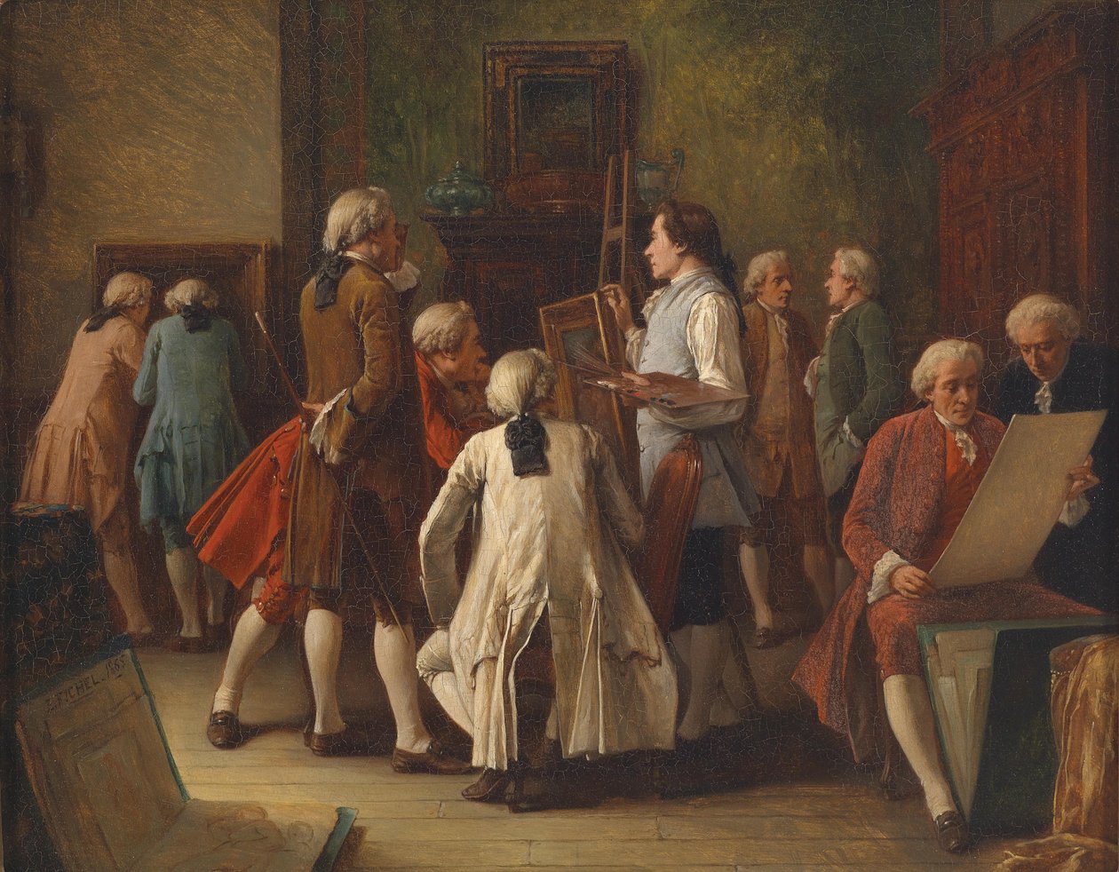 Die Kunstliebhaber im Atelier des Malers av Benjamin Eugene Fichel