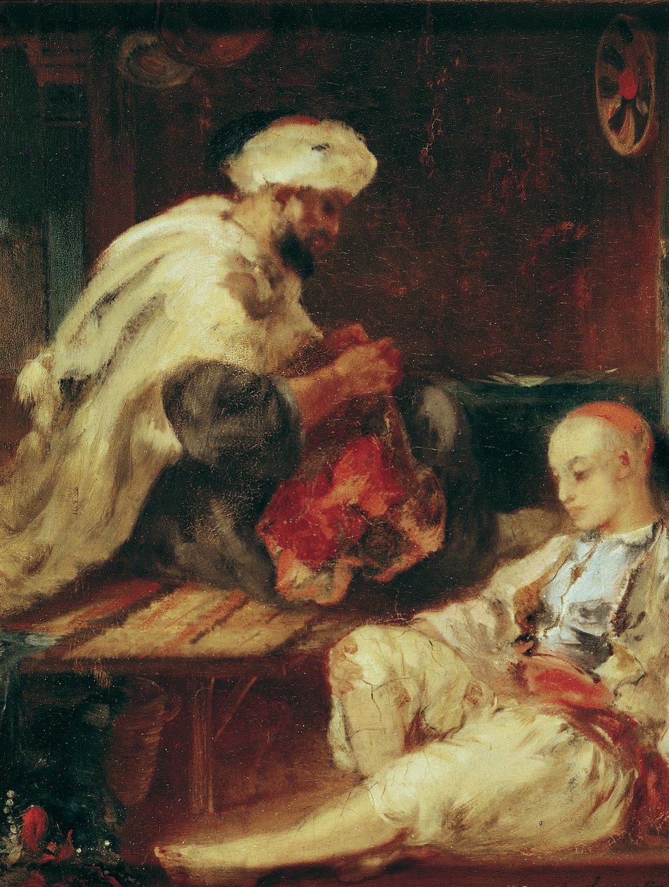 Interiör av en arabisk skräddares verkstad av Eugène Fromentin