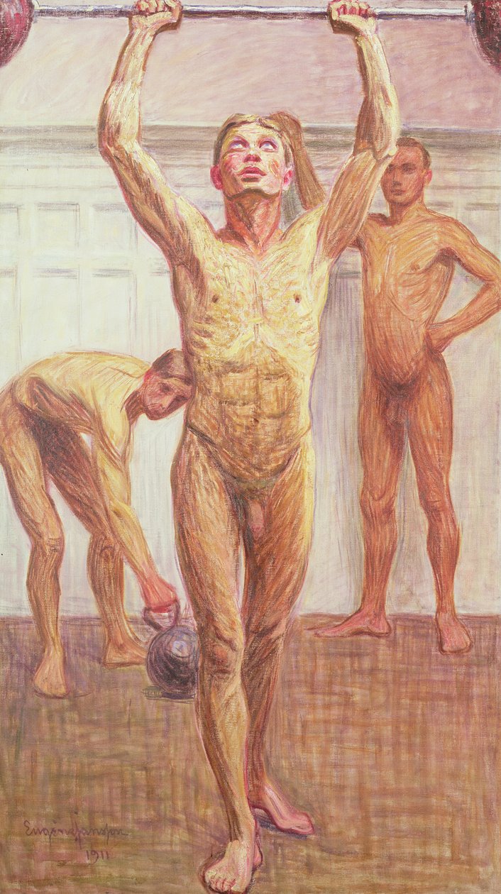 Att trycka på vikter med två armar, nummer 1, 1911 av Eugène Jansson