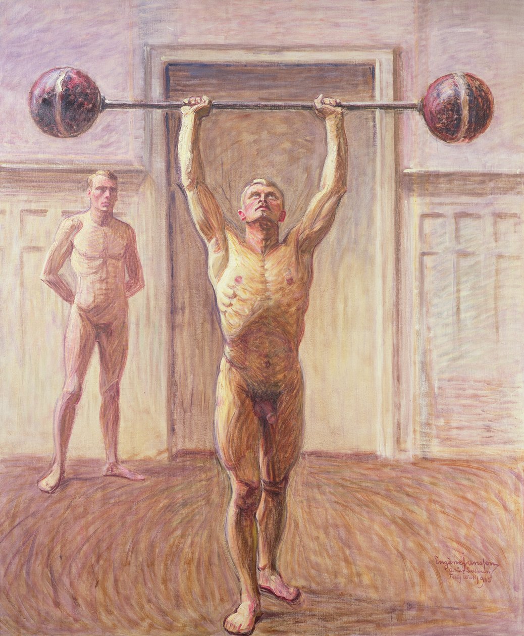 Att trycka på vikter med två armar nummer 2, 1913 av Eugène Jansson