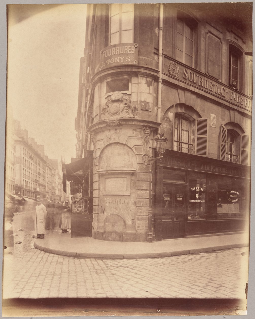 Fontaine de la Reine, rue Greneta och rue Saint-Denis av Eugène Atget