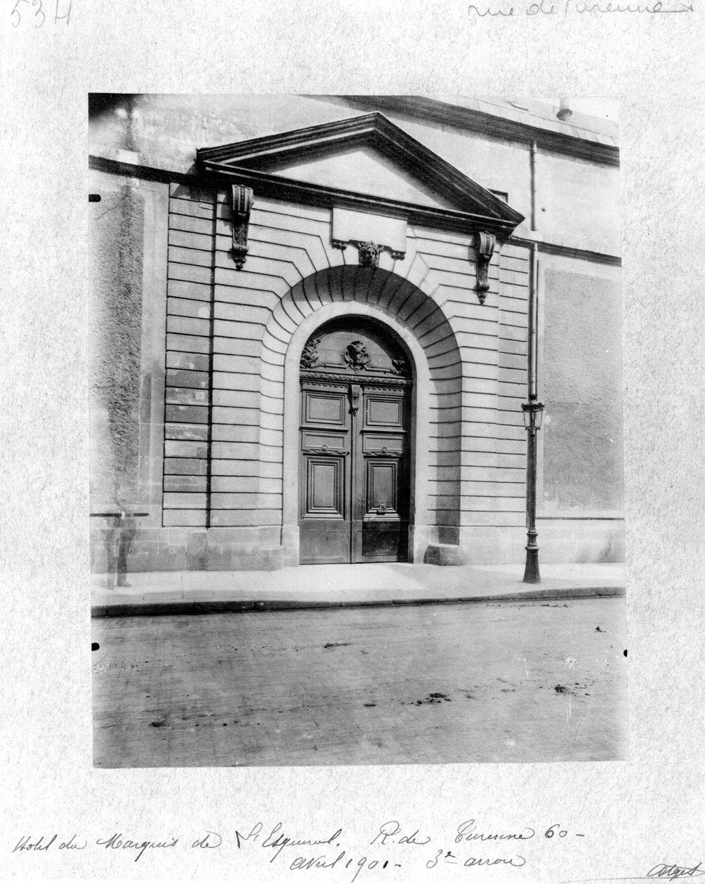 Hotel du Grand Veneur i Paris, 60 rue de Turenne, 1901 av Eugène Atget