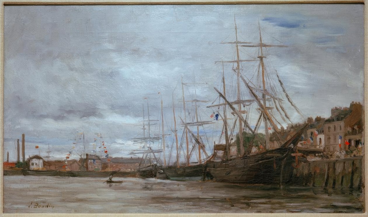 Hamn med segelfartyg av Eugene Louis Boudin