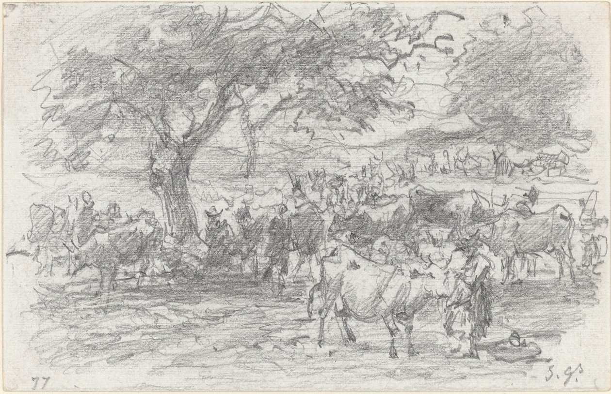 Herdar och boskap av Eugène Boudin