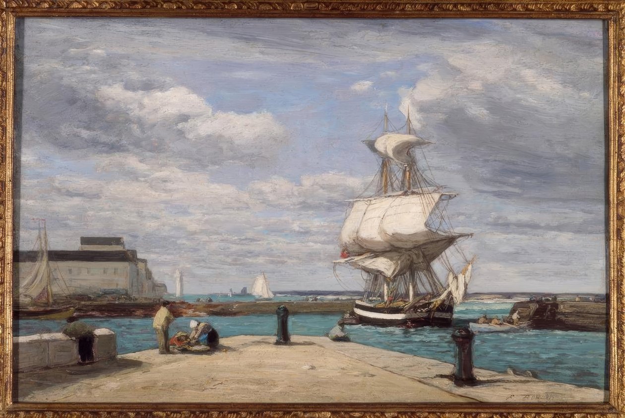 Honfleur, hamnen av Eugene Louis Boudin