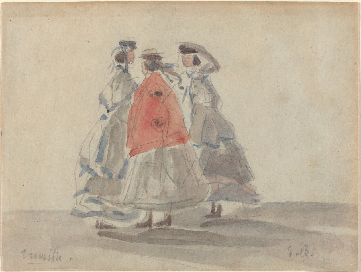 Tre kvinnor i Trouville av Eugène Boudin