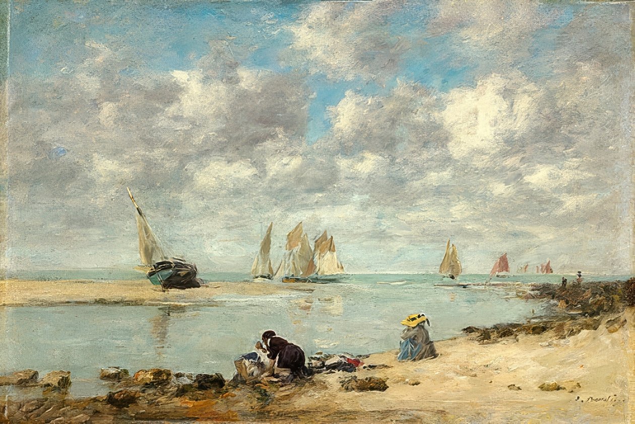 Washerwoman nära Trouville. 1872/1876 av Eugene Louis Boudin