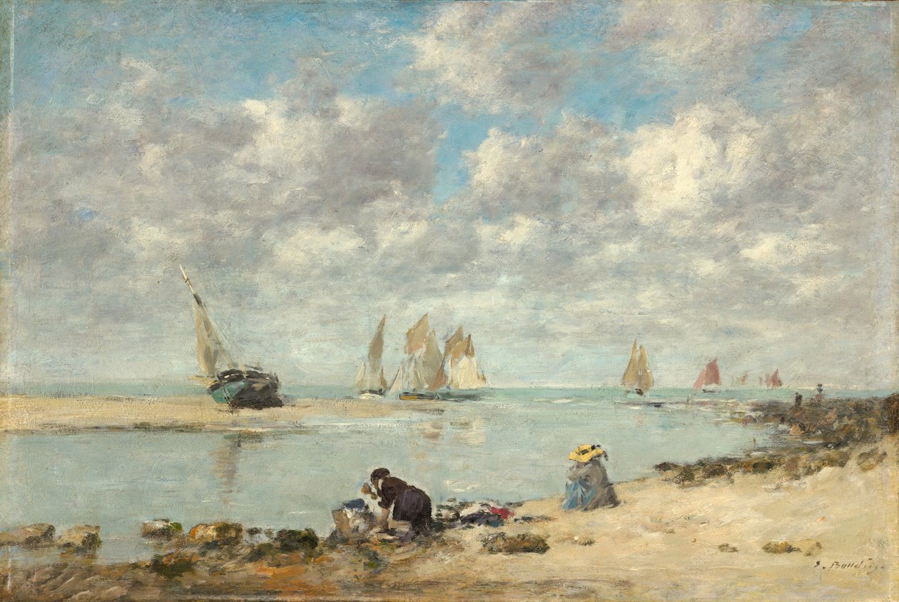 Washerwoman nära Trouville av Eugène Boudin
