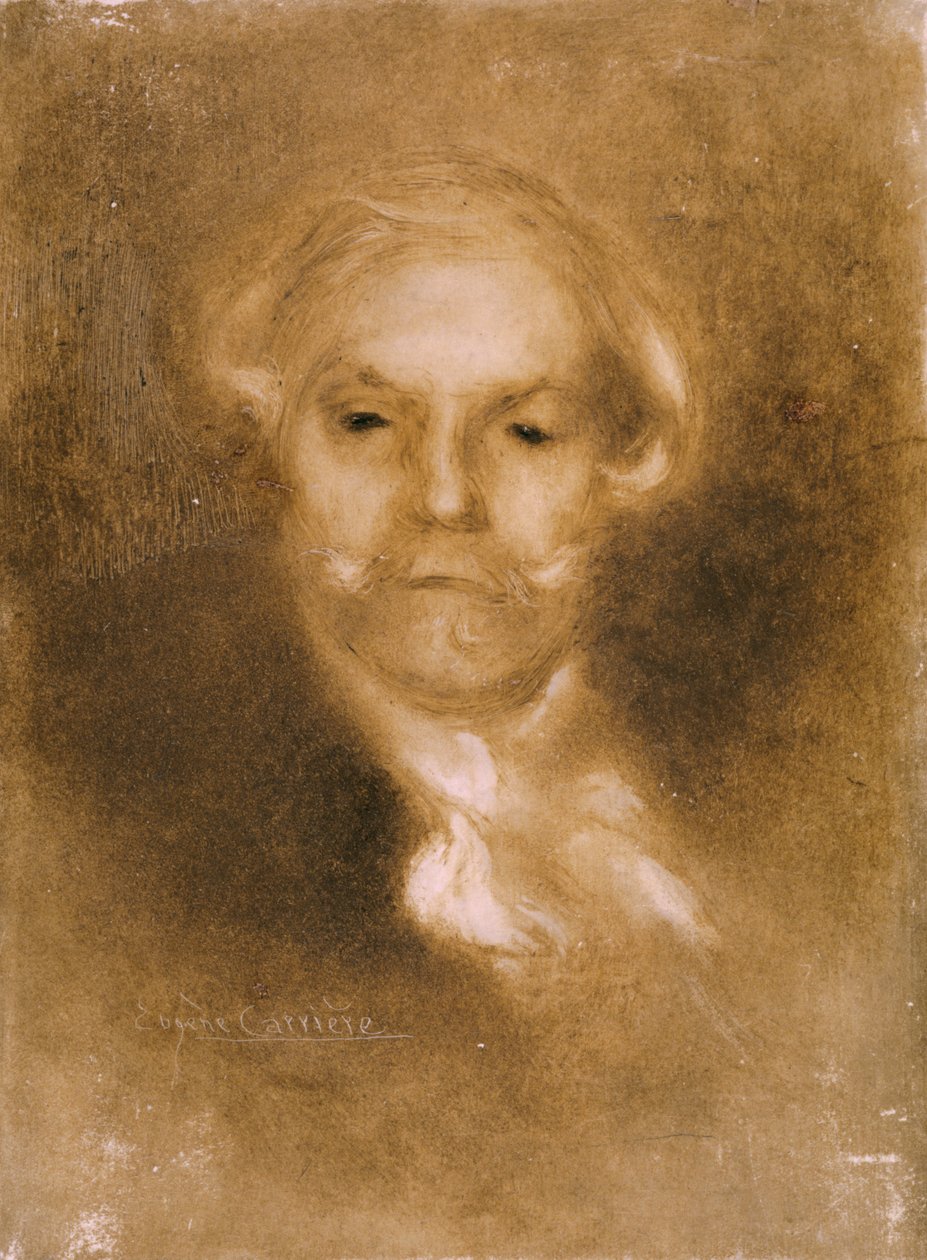Porträtt av Edmond de Goncourt (1822-96) från Germinie Lacerteux av Edmond och Jules (1830-70) publicerad ca 1890 (etsat, wc på veläng) av Eugène Carrière