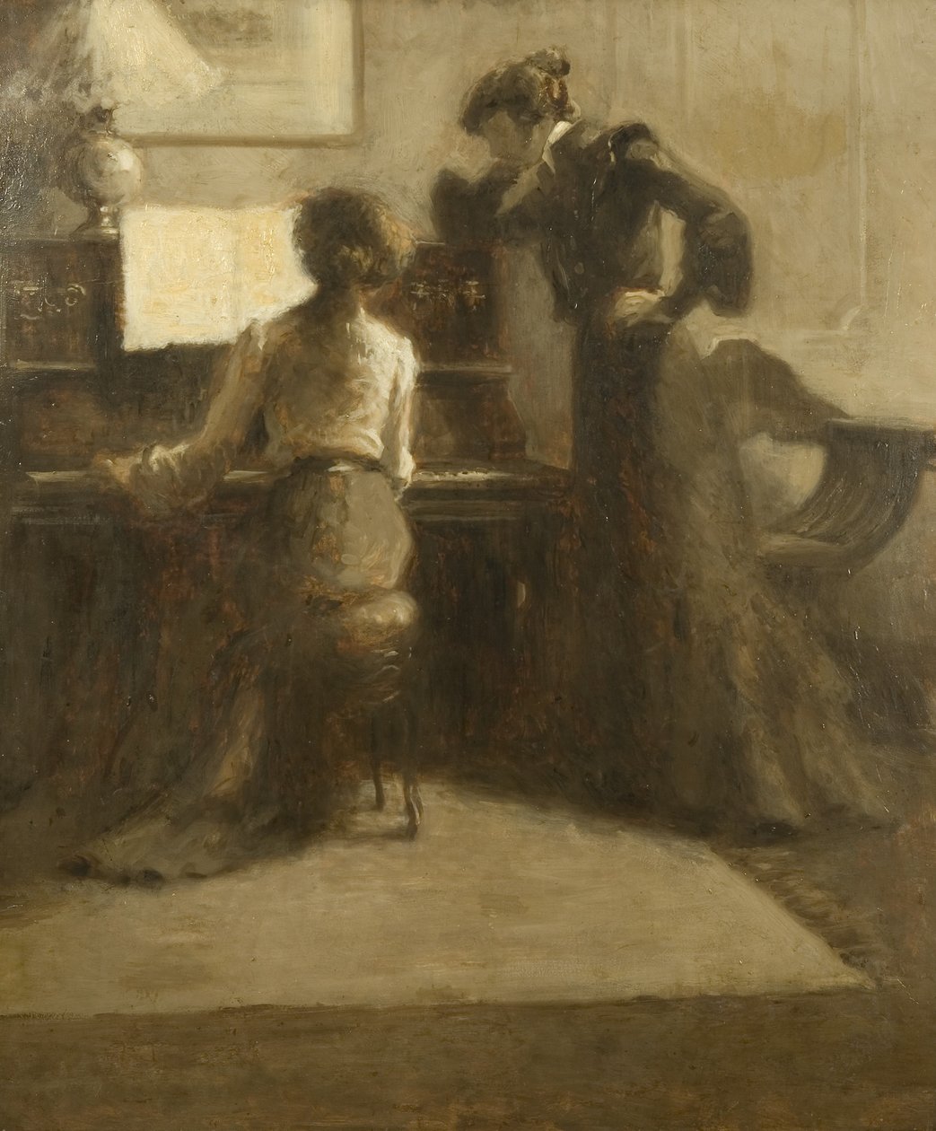 The Pianist, c.1900 (olja på papper nedlagd på duk) av Eugène Carrière