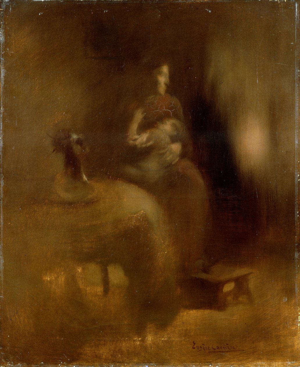 Kvinna med en bebis i knäet, 1890-talet. av Eugène Carrière