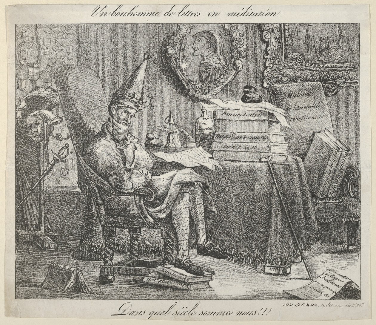 En litteraturstipendiat som mediterar, 1821, 1821. av Eugène Delacroix