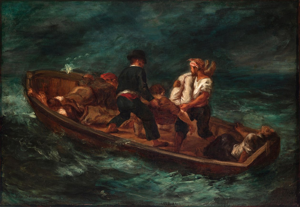 Efter skeppsbrottet (Barge of Don Juan - död kropp kastad till havet) av Eugène Delacroix