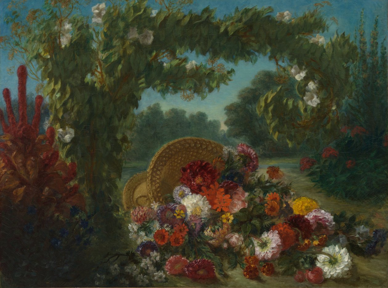 Korg med blommor, 1848-49. av Eugène Delacroix
