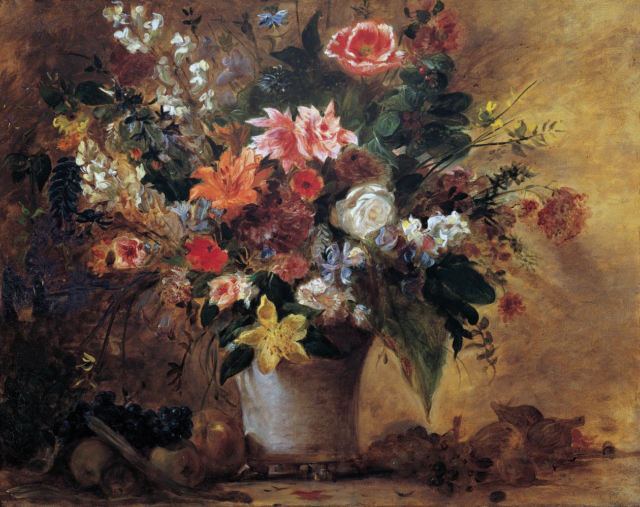 blommigt stilleben av Eugène Delacroix