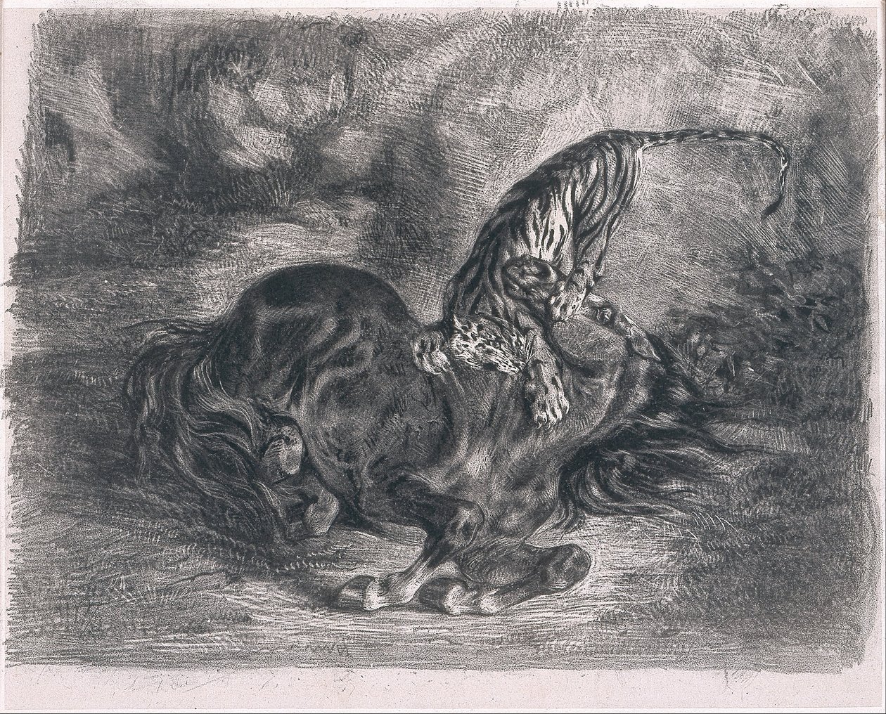 Vildhäst slagen av en tiger av Ferdinand Victor Eugene Delacroix