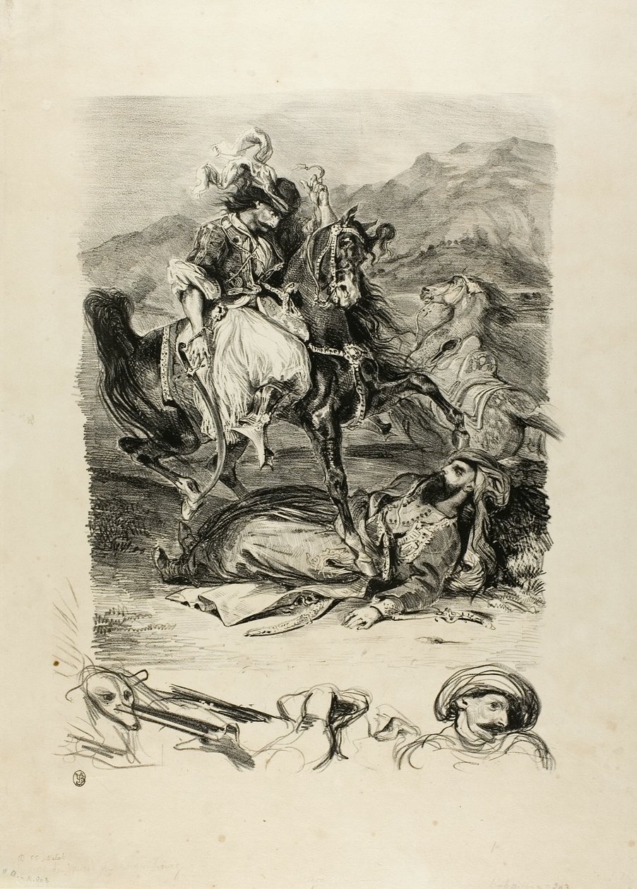 Strid mellan Giaour och Pasha av Eugène Delacroix