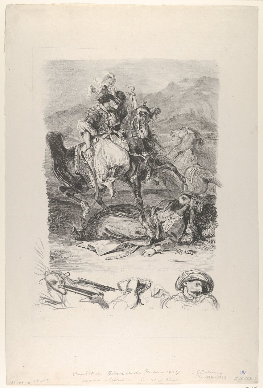 Strid mellan Giaour och Pasha, 1827., 1827. av Eugène Delacroix