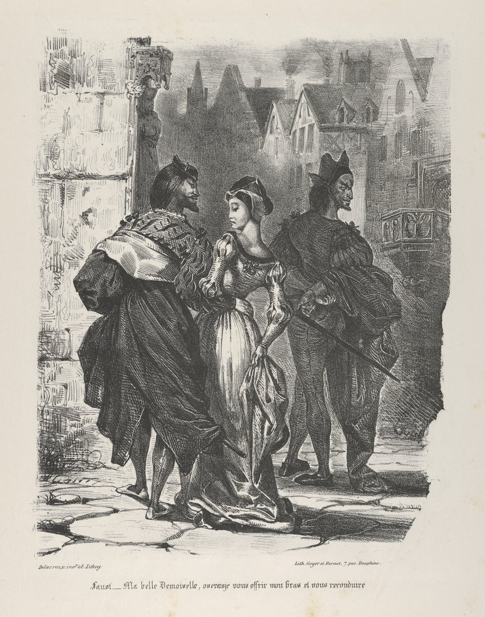 Faust försöker förföra Marguerite Goethe, Faust, 1825-27., 1825-27. av Eugène Delacroix