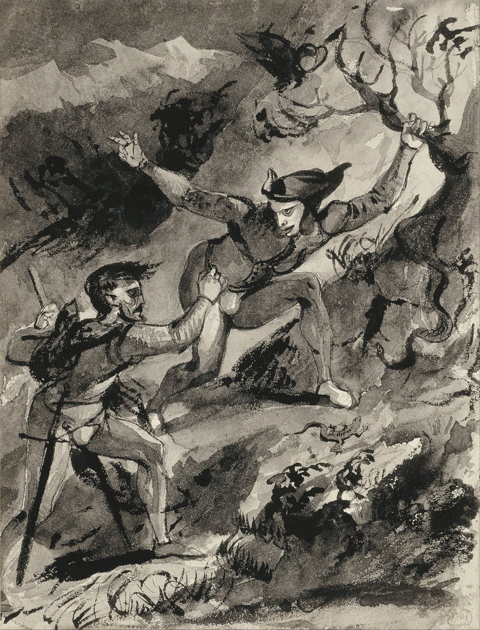 Faust och Mefistofeles på Blocksberg av Ferdinand Victor Eugene Delacroix