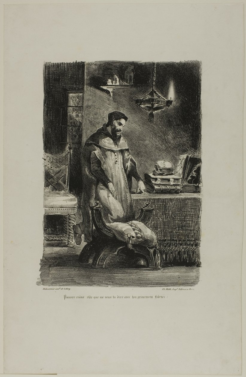 Faust in His Study, från Faust av Eugène Delacroix