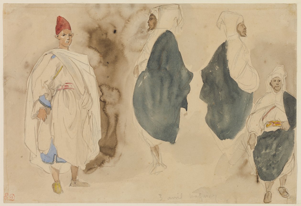 Fyra skisser av arabiska män av Eugène Delacroix