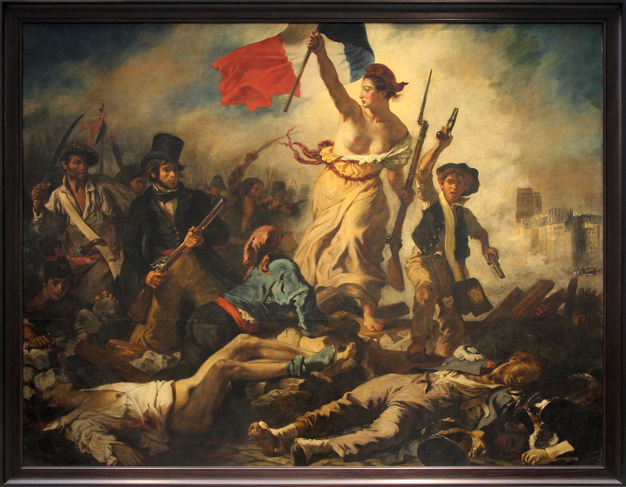 Franska: Le 28 juillet 1830. La Liberté guidant le peuple Frihet som leder folket av Eugène Delacroix