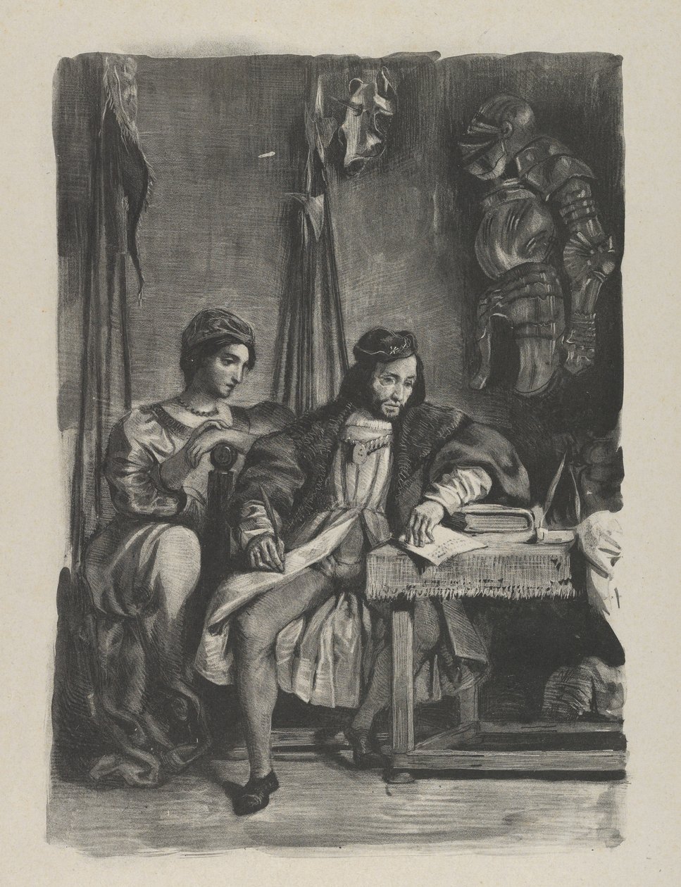 Goetz von Berlichingen skriver sina memoarer, 1836-43., 1836-43. av Eugène Delacroix
