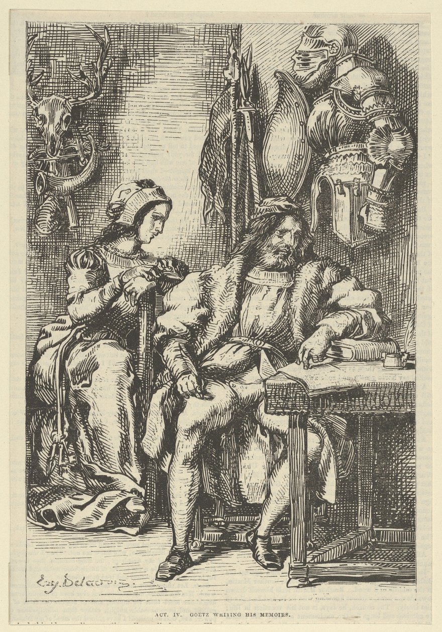 Goetz von Berlichingen skriver sina memoarer, efter 1845., efter 1845. av Eugène Delacroix